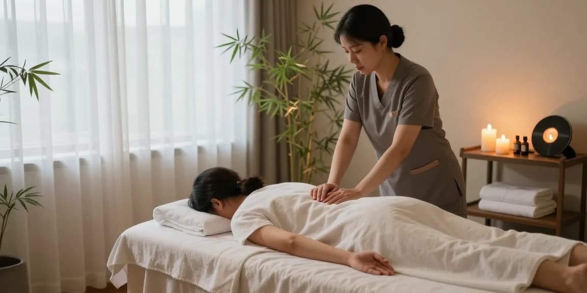 Professional 성남출장마사지 session in a tranquil spa setting, highlighting relaxation and wellness.