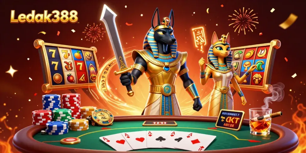 Engage in thrilling gaming action at Ledak388 with Anubis and Bastet in an exciting 3D casino adventure.