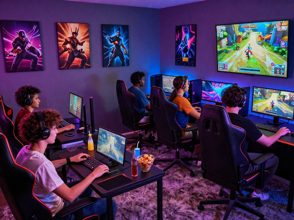 Enjoy playing free porn games in a vibrant gaming lounge with friends and interactive setups.