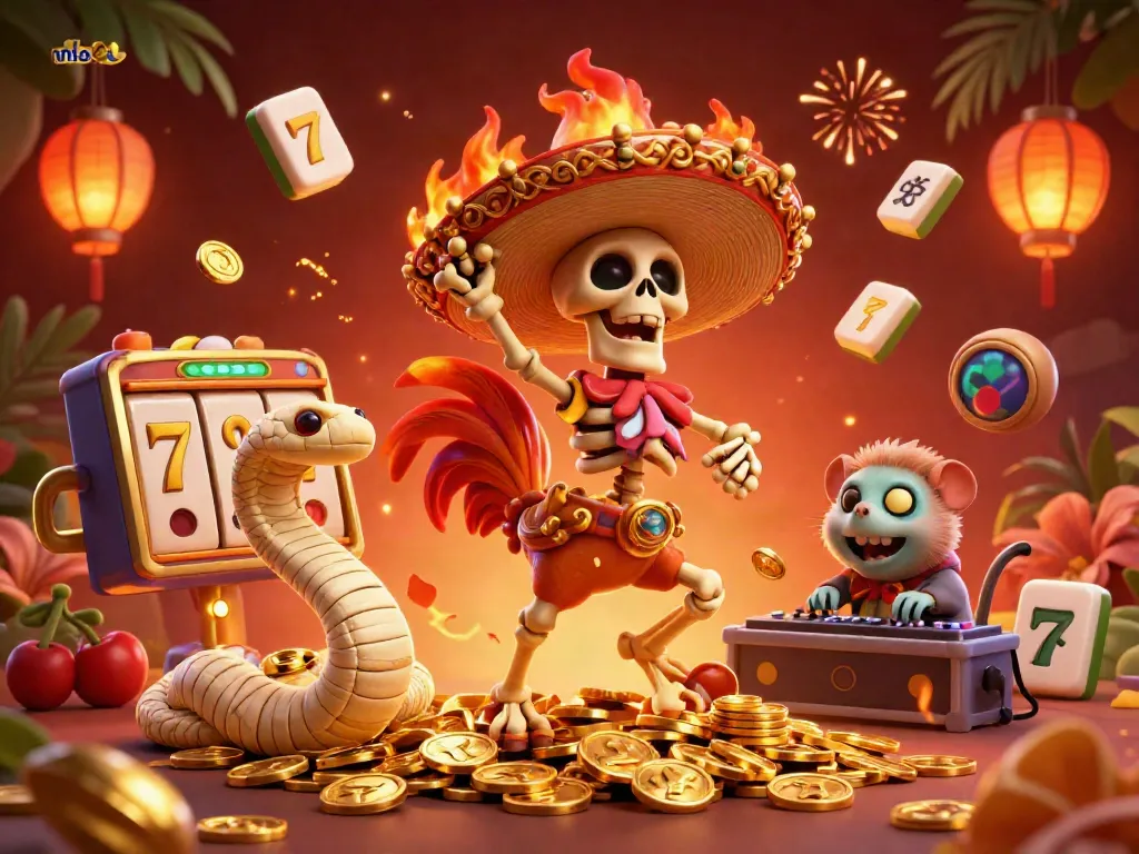 Celebrate wins at nbet with lively cartoon characters dancing amid vibrant casino elements.