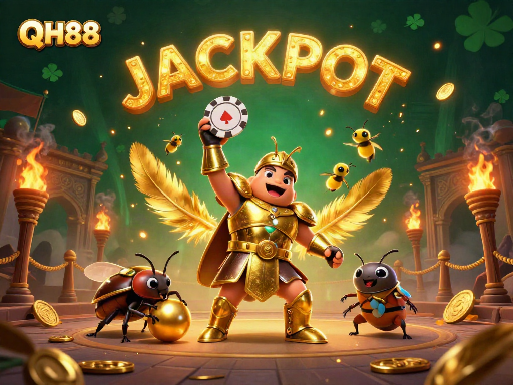 Experience thrilling gameplay at QH88 with a dynamic casino-themed illustration featuring exciting characters and elements.