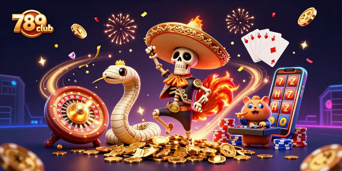 Experience the excitement with the 789club rooster and unique casino elements in this vibrant illustration.
